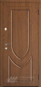 Входная коричневая дверь со шпонированным МДФ с отделкой МДФ ПВХ - фото